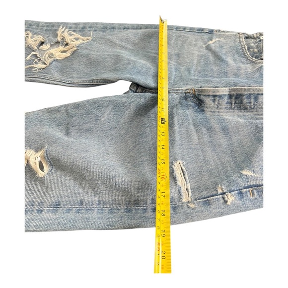 Agolde 90’s Jean Distressed Mid Rise Women’s Size 24X28 Light Blue Frayed Cotton - Picture 8 of 13
